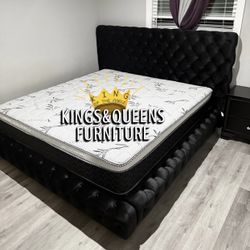 New King Bed Frame With Mattress 