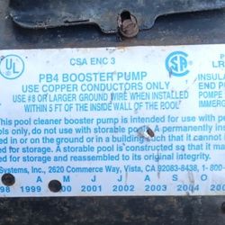 Polaris Pool Sweep Booster Pump.