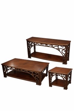 🔥 Fortunoff Solid Wood 3-Piece Table Set – Coffee Table, End Table & Sofa Table 🔥