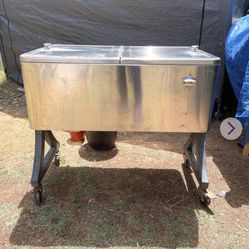 Stainless Steel Beverage Cart Cooler Ice Chest With wheels