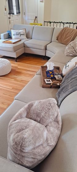 ETHAN ALLEN 300.00 OBO Light Gray Sectional Sofa with Chaise