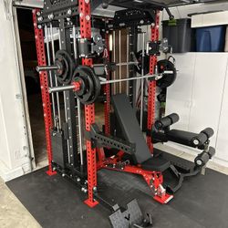 PRO SERIES Ultimate 3-1 Half Rack Functional Trainer w/Smith Machine Bar Bundle | 400lb Stack | Gym Equipment | Fitness | Commercial | Squat Rack  
