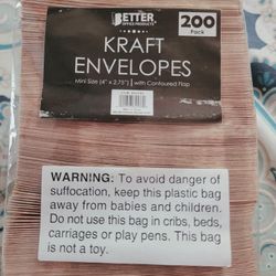200Pack Kraft Envelopes - 4" x 2.75 "Brown Kraft Envelopes With Flap
