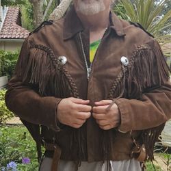 Mens XL Fringed Leather Jacket