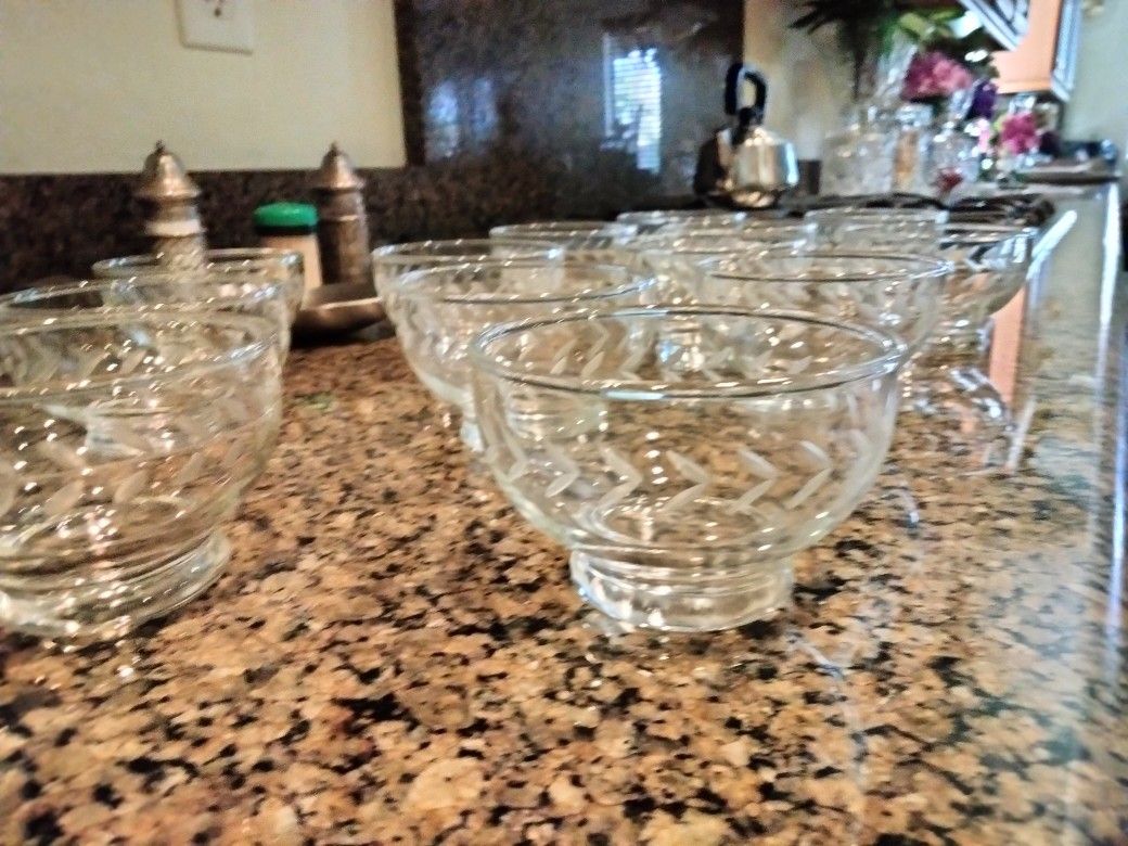 Crystal Princess House Crystal 13 Custard Dishes For Salad Bowls All Perfect Never Been Used All For $60