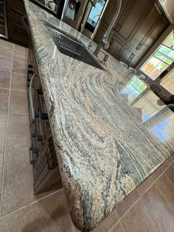 Beautiful Natural Granite Island Countertop with Premium Stainless Steel Sink