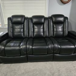 Black Ashley Sofa Duel reclining with lights