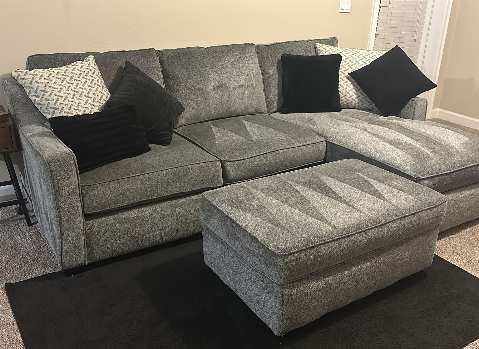 Grey Sectional and Ottoman 