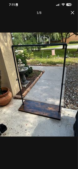 Clothes Rack with Shelf Rustic Set of 2