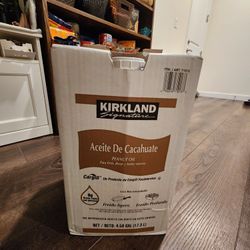 New Kirkland Signature Peanut Oil.Size: 4.58 gallons (17.3 L), or 35 pounds.
