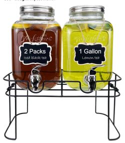 Yorkshire 1-Gallon Glass Drink Dispensers with Stand