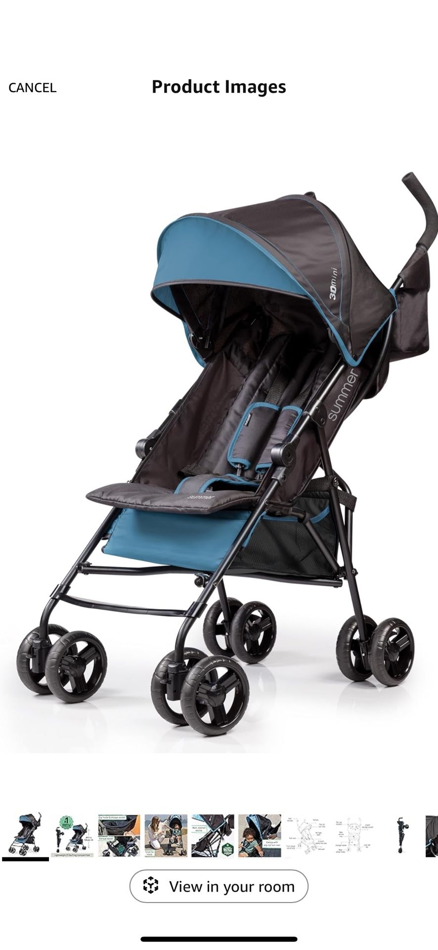 Summer by Ingenuity 3D Mini Convenience Stroller – Lightweight Stroller with Compact Fold,