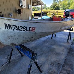 12' Aluminum Sears Boat With 6 HP 4 Stroke Nissan Outbound Engine
