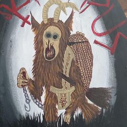 Crampus Painting,  Red Skull Mold 