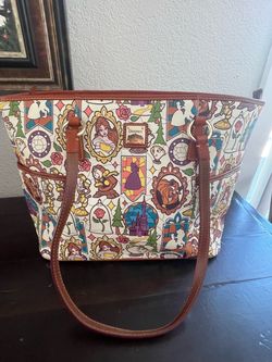 Disney Parks Dooney & Bourke Beauty and the Beast Stained Glass Large Tote Bag