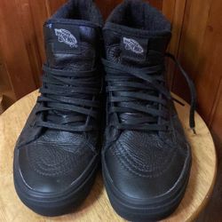 Vans high top black leather size 8 1/2