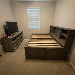 Full Size Captains Style Bed And Entertainment Center