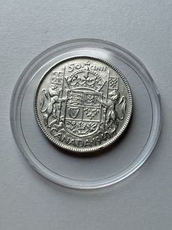 Silver 1940 Canadian 50 Cent Crown