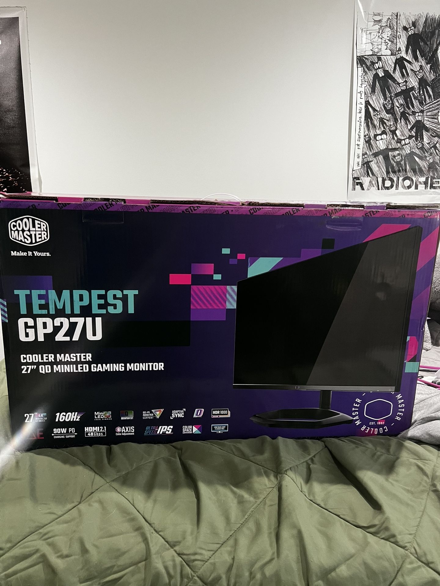Cooler Master Tempest GP27U 27" 4K UHD 3840 x 2160 Quantum Dot MiniLED Gaming Monitor, HDR1000 Ready, FreeSync/G-Sync, 160Hz, 1ms Response, 98% DCI-P3
