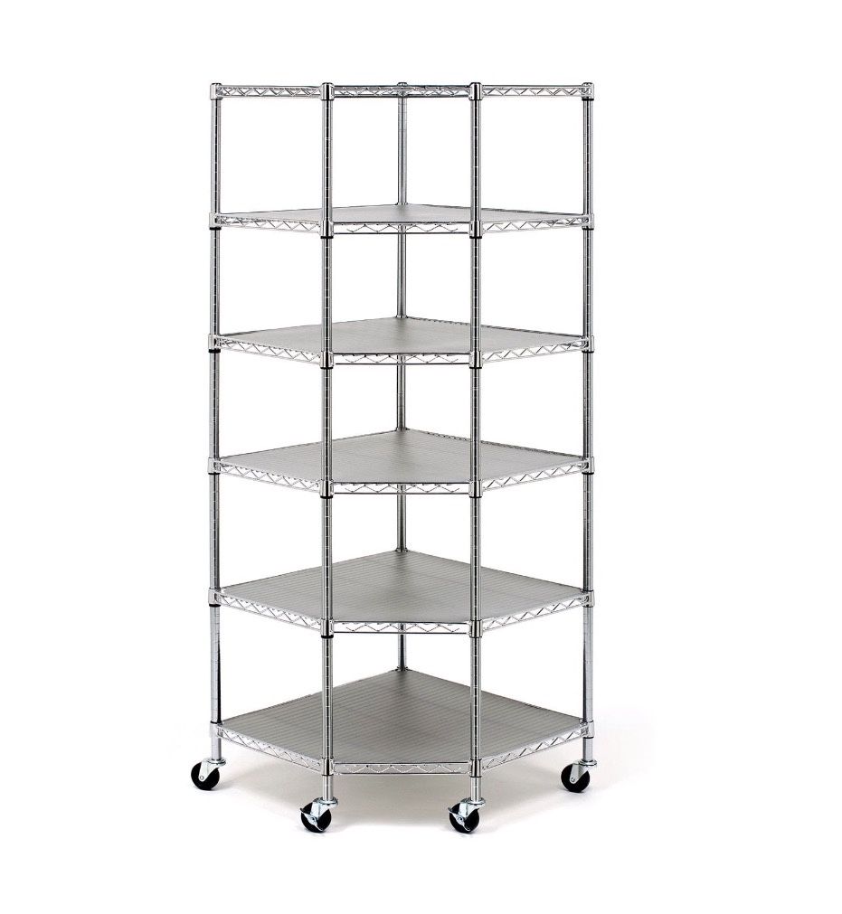 Seville Classics NSF Heavy-Duty Steel 6 Level Corner Shelf, 28" L x 28" W x 75.5" H Brand New In Box
