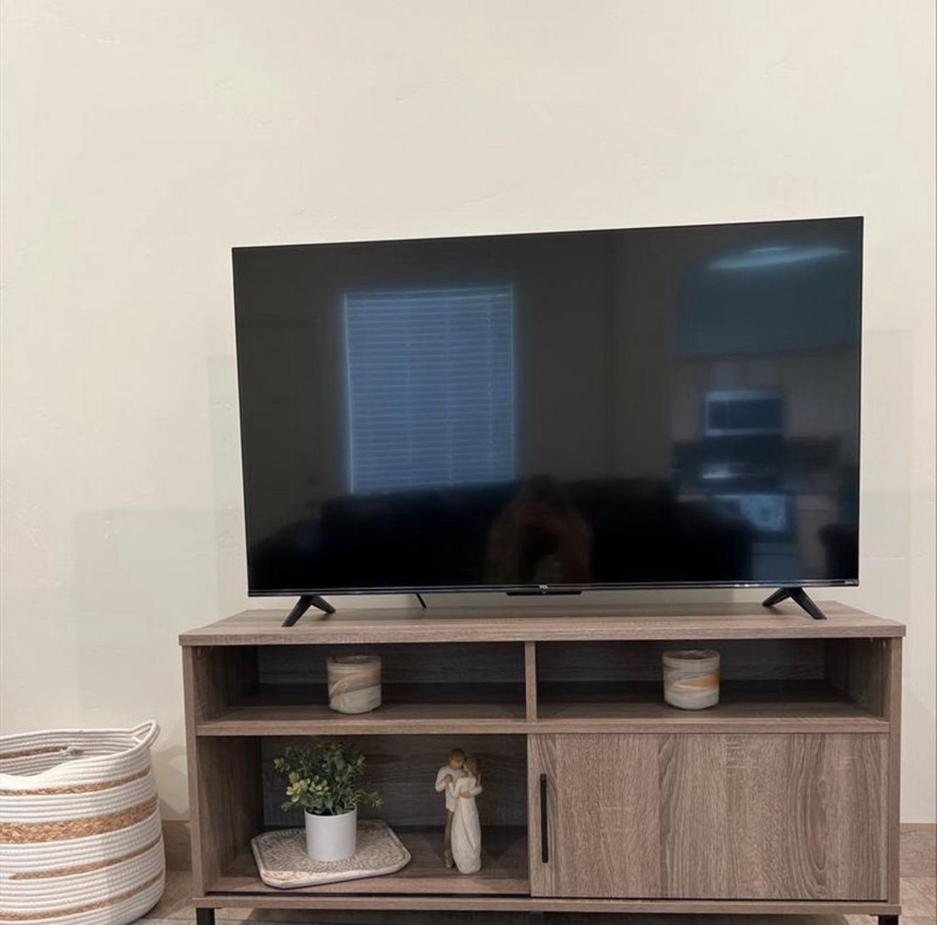 New Mixed Material TV Stand for TVs up to 54" with Sliding Doors Gray - Room Essentials™
