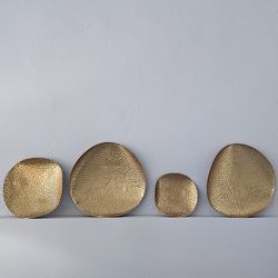 Irregular Shaped Gold Hammered Tray Set
