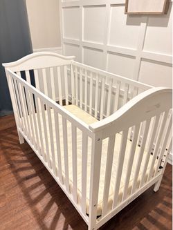 White Crib with Mattress