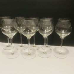 Vintage Orrefors LISA Pattern Set of 8 Crystal Claret Wine Glasses 6.75”.