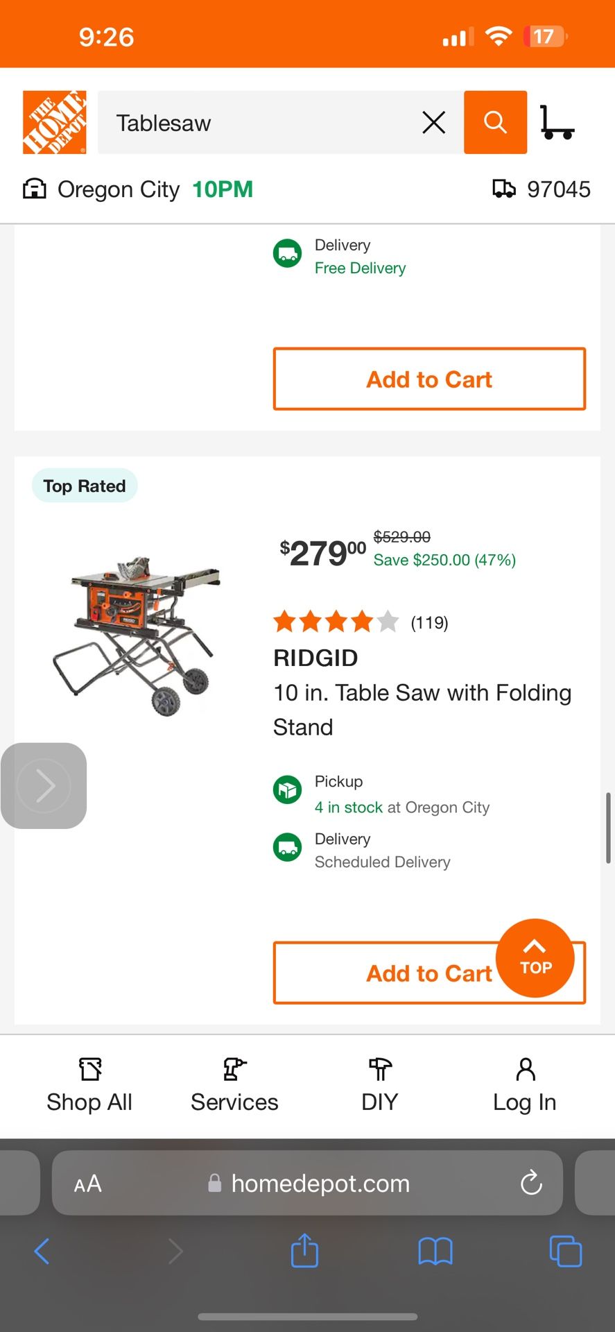 Ridgid Table Saw