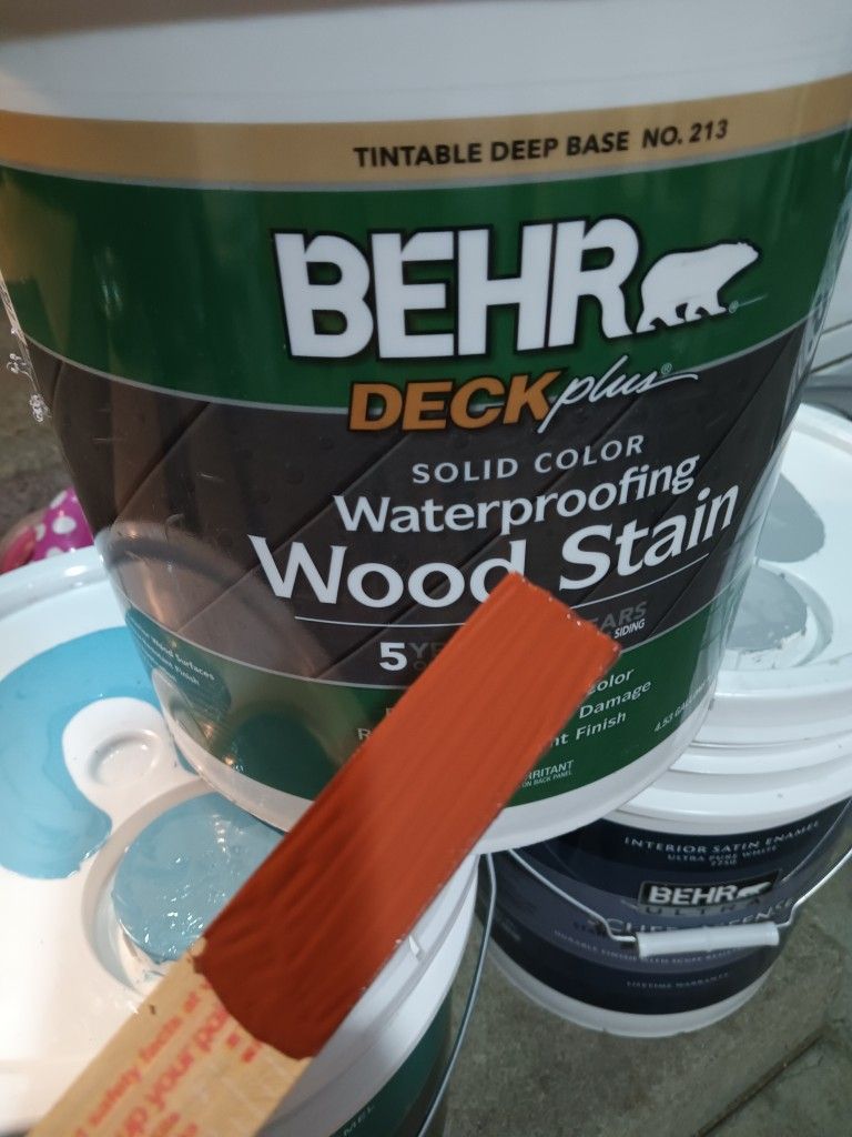 Pintura Waterprofing Wood Stain Behr $135 Para Pisos De Madera Red Chipotle