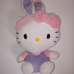 TY HELLO KITTY EASTER BUNNY BEANIE BABY with PURPLE EARS