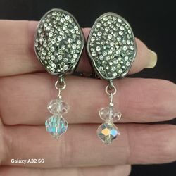 Vtg.PJM SWAROVSKI CRYSTALS  CLIPON EARRINGS