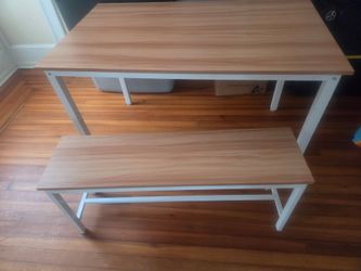 Wooden Top Table and Bench Set