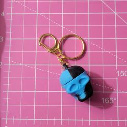 3ml Blue/Black SILICONE SKULL STORAGE CONTAINER KEYCHAIN 