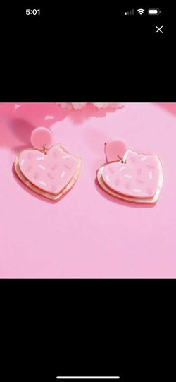 🔹❤️NEW~Cute~Heart Shape Cookie Design Dangle Earrings ❤️🔹