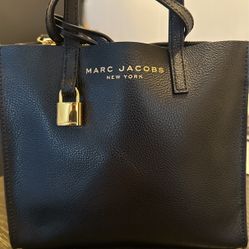 MARC JACOBS Calfskin Mini Grid Tote Bag Black