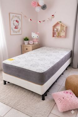 New twin mattress and box spring 2 pc bed frame is not included