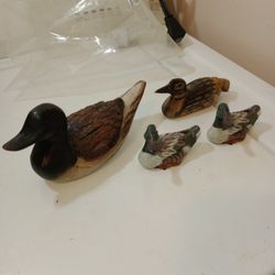 Vintage Mother Duck And Ducklings Collection.Hand Made And Painted