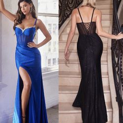 New With Tags Royal Blue Fitted Corset Long Formal Dress & Prom Dress $185