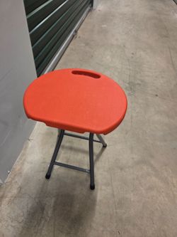 Folding Stool with red  Plastic SeatBackless class folding