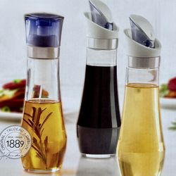 Trudeau 3-Piece Bottles Oil and Vinegar Spray Set Auto Close Lid Kitchen New