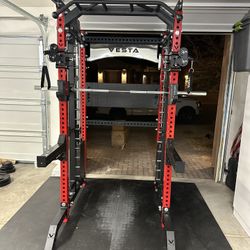 PRO SERIES Ultimate 3-1 Half Rack Functional Trainer w/Smith Machine Bar | 400lb Stack | Gym Equipment | Fitness | Commercial | Squat Rack 