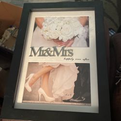 Mr & Mrs happily ever after double photo frame