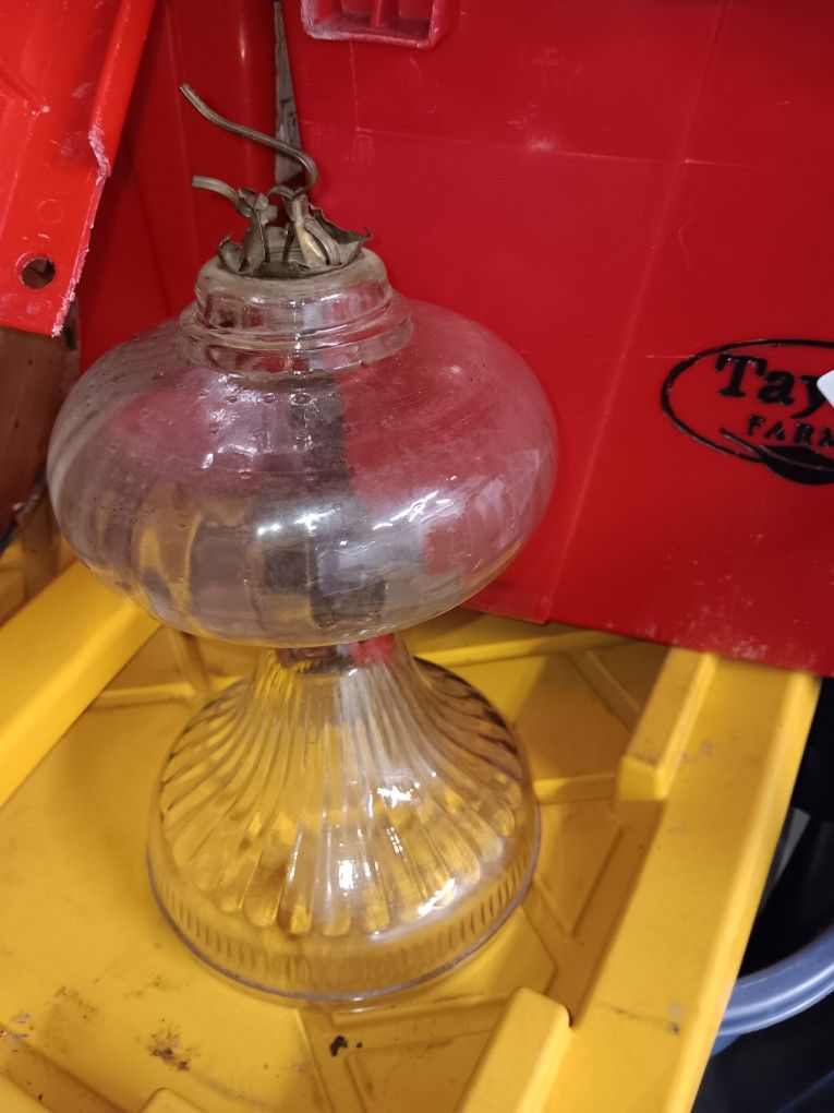 Antique Vintage Clear Glass Oil Lamp