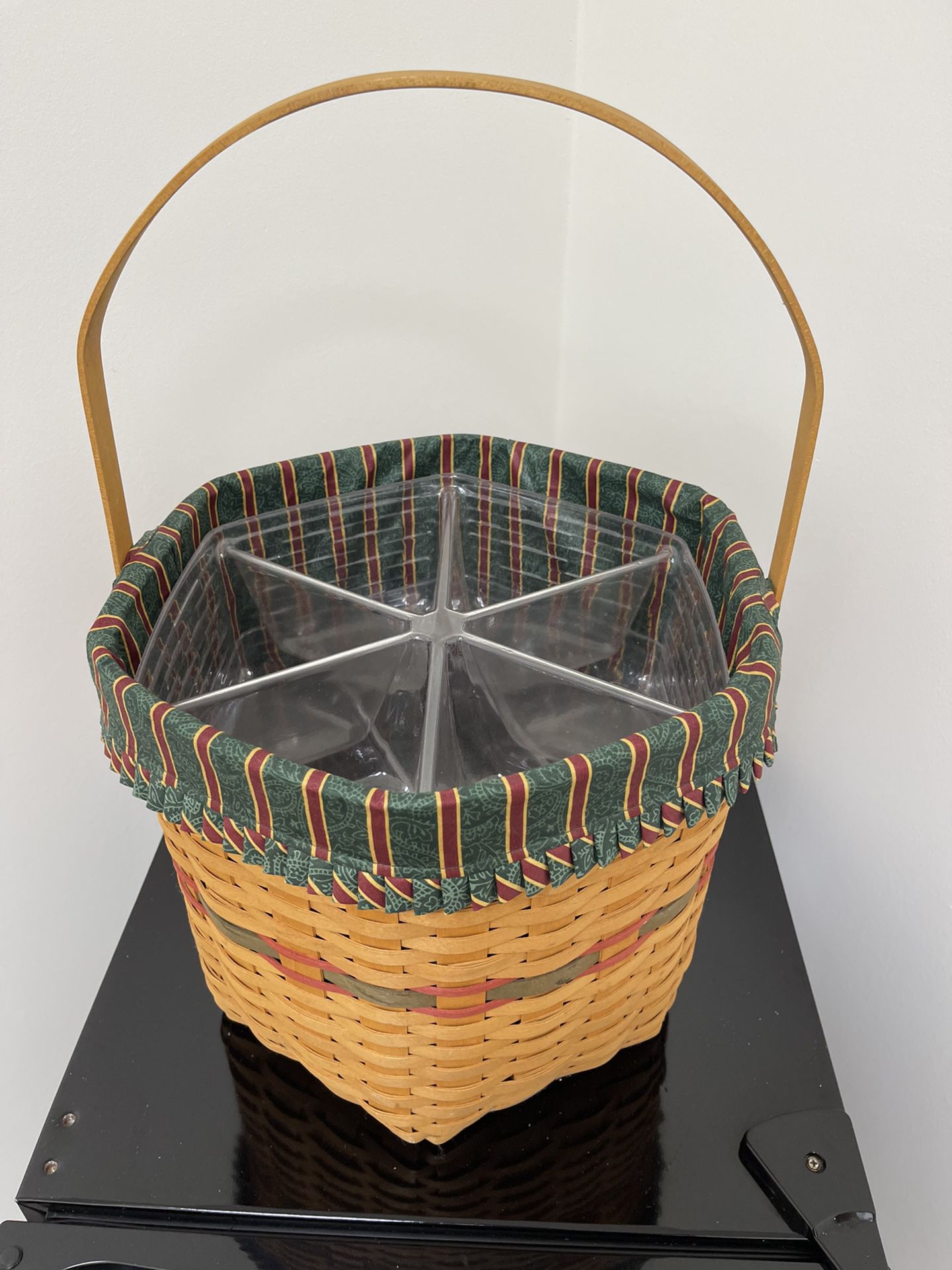 Original Longaberger Sewing Basket With Plastic Dividers