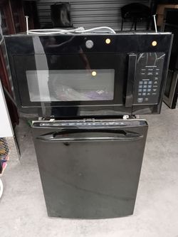 G.E Dishwasher And OTR Microwave Set