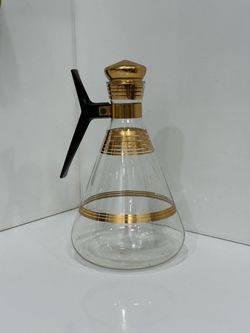 Vintage INLAND Mid-Century Modern Clear Glass Coffee Carafe & Lid Great HANDLE