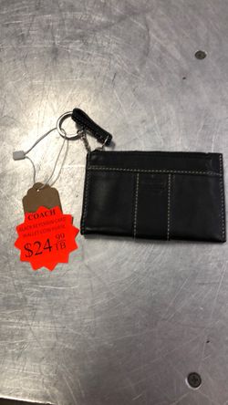 1003 Coach Black Leather Keychain Card Wallet 600768