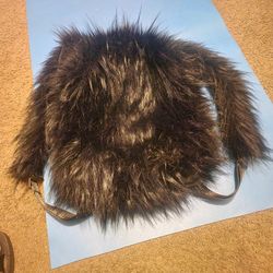 Large Black F A U X For Book Bag Backpack Excellent Condition Only Carry One Time