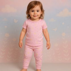 TYKES Pajamas Coord 2-Piece Set I Short Sleeve I Pink I Yellow I Cotton PJ’s